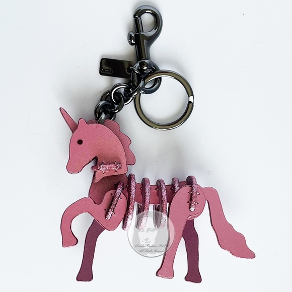 Coach Unicorn Bag Charm Small Pink Sparkles Rare NWOT - Picture 3 of 7